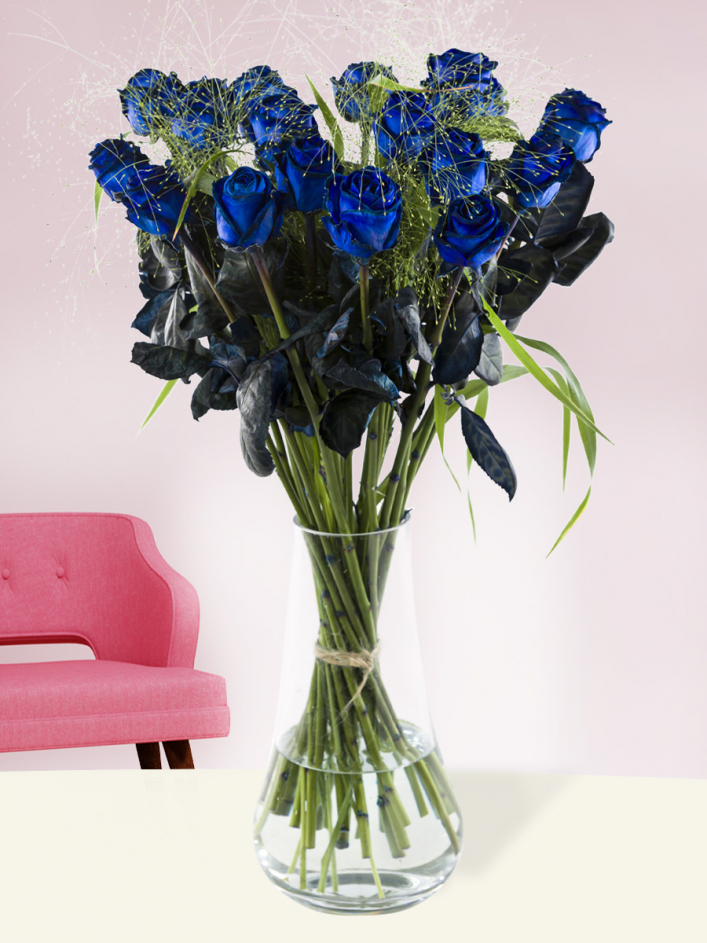 noodzaak veeg Offer 20 blauwe rozen met panicum